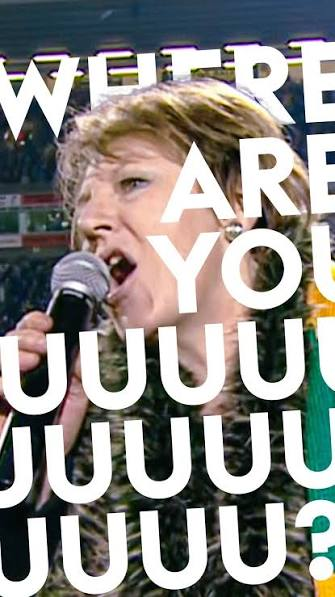 Delia Smith rallying the crowd